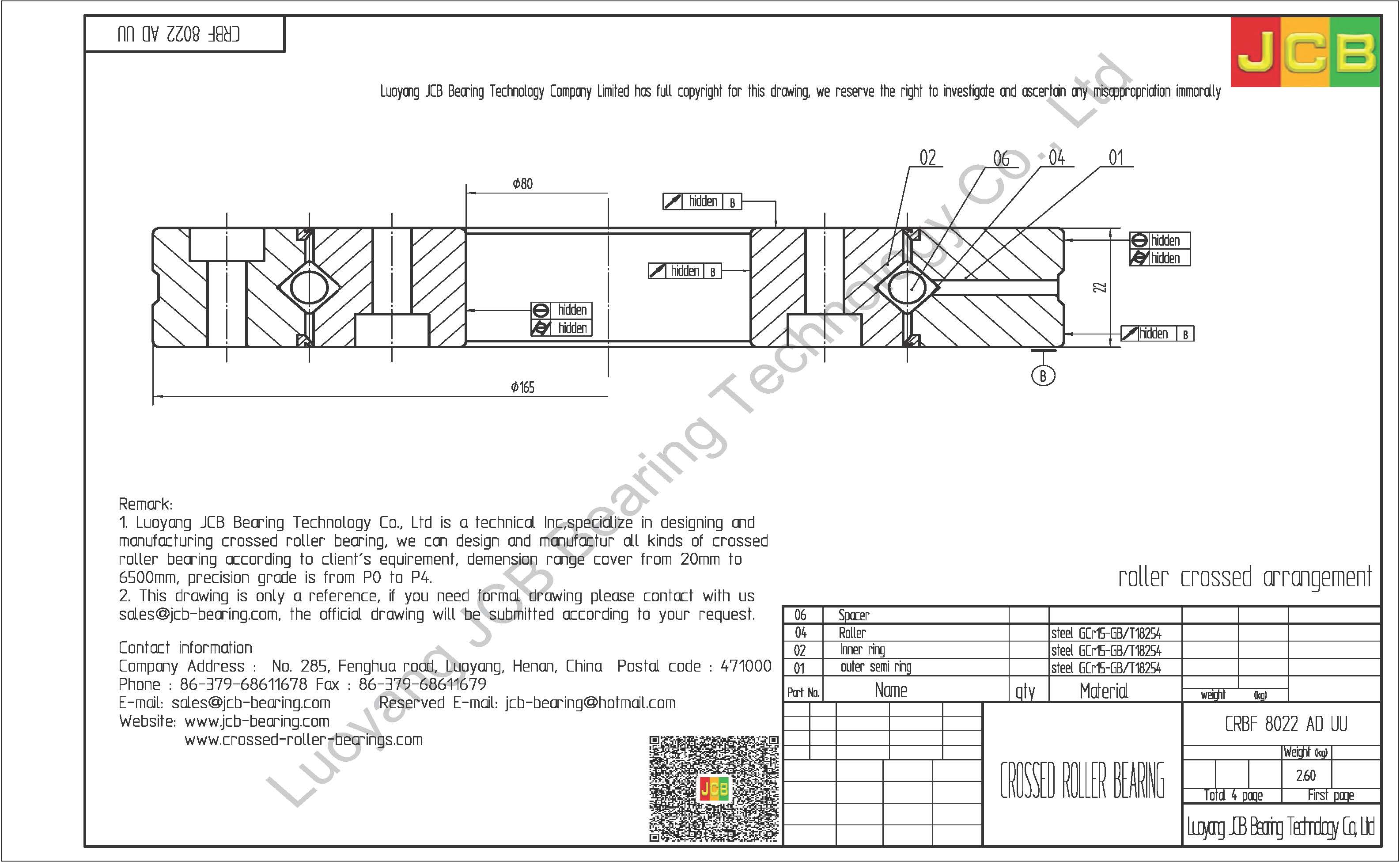 CRBF 8022 AD UU of IKO crossed roller bearing